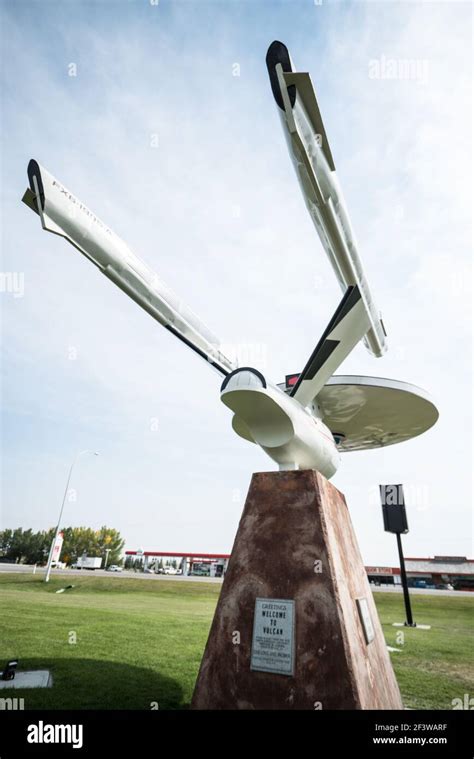 retro view of Star Trek starship statue, Vulcan, Alberta, Canada Stock Photo - Alamy