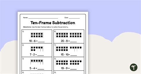 Subtraction with Ten Frames - Worksheet | Teach Starter