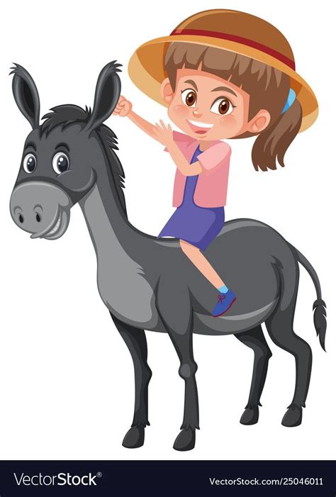 A girl riding donkey Royalty Free Vector Image Free Vector Images, Vector Free, Donkey Drawing ...