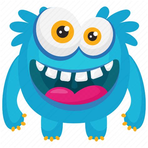 Blue monster, demon, funny monster, furry funny monster, smiling ...