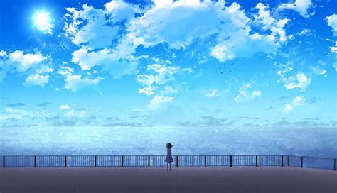 1336x768 Resolution Anime Girl Near Ocean HD Laptop Wallpaper ...