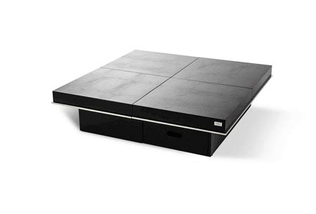 A&X Horizon - Modern Crocodile Black Coffee Table with Pull Out Square ...
