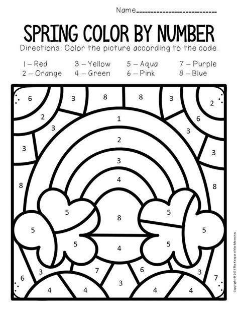 Color by Number Spring Preschool Worksheets | Spring worksheets preschool, Kindergarten colors ...