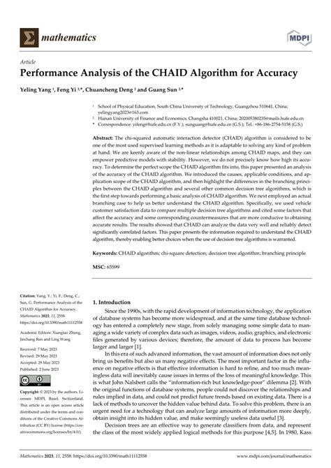 (PDF) Performance Analysis of the CHAID Algorithm for Accuracy