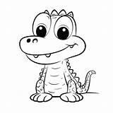 Cute Alligator Coloring Page Pages sketch template