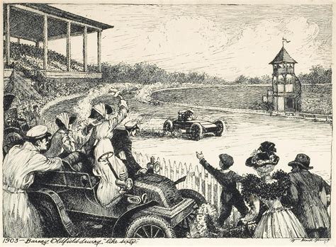 Bonhams Cars : Barney Oldfield driving 'Like Sixty' 1903, print after W M Young,