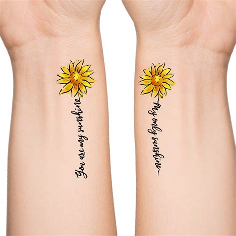 You Are My Sunshine Sunflower Matching Temporary Tattoo / Bff - Etsy