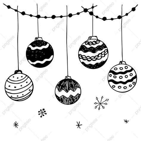 Hand Drawn Ornaments Vector Hd PNG Images, Black And White Christmas ...