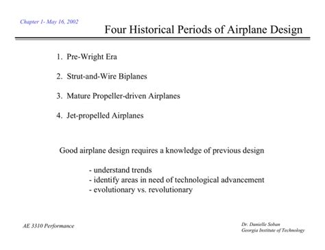 Four Historical Periods of Airplane Design