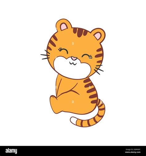 Cute Cartoon Tiger isolated on a white background. Vector, illustration Stock Vector Image & Art ...