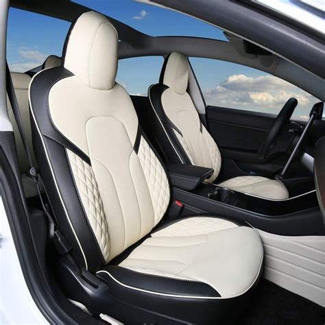 Special Offer | 50% OFF for Napa Tesla Model Y Seat Covers (Style: Black And Off-White Patchwork ...