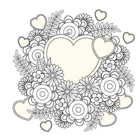 Floral Heart Love Mandala Valentines, Heart Drawing, Love Drawing, Floral Drawing PNG and Vector ...