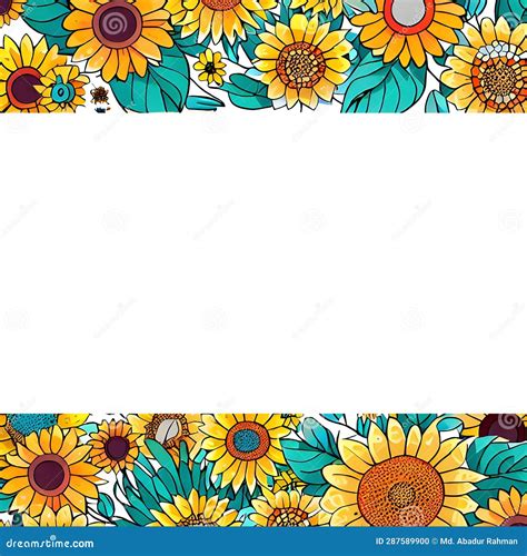 Arranged Sunflower Border for Invitation or Greeting Card Ai Generated Stock Illustration ...