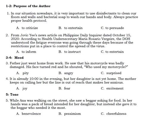 Tone, Mood , Purpose Quiz 1 Interactive Worksheet – Edform - Worksheets Library