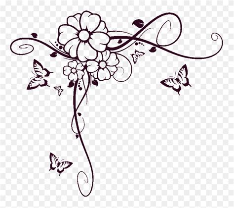 Simple Floral Border Clipart Black And White - bmp-fisticuffs