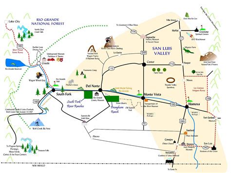 San Luis Valley Tourist Map - South Fork Colorado • mappery