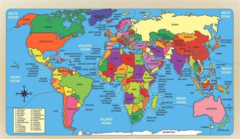 Amazon.com: Wooden World Map Puzzle Handmade for Children with Naming Oceans, Countries and the ...