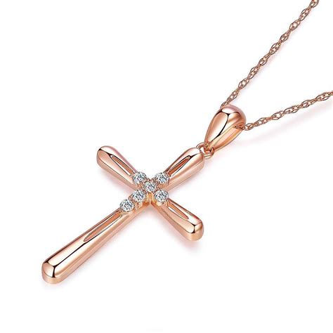 Rose Gold Cross Pendant Necklace 0.13 Ct Diamonds – DBE Jewels, LLC ...