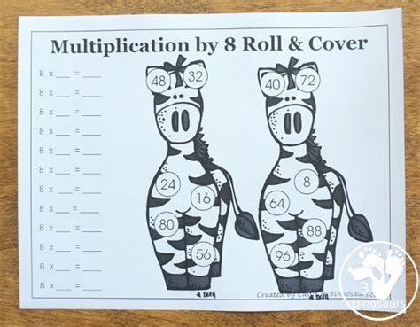 Free Multiplication Roll & Cover Printable | 3 Dinosaurs