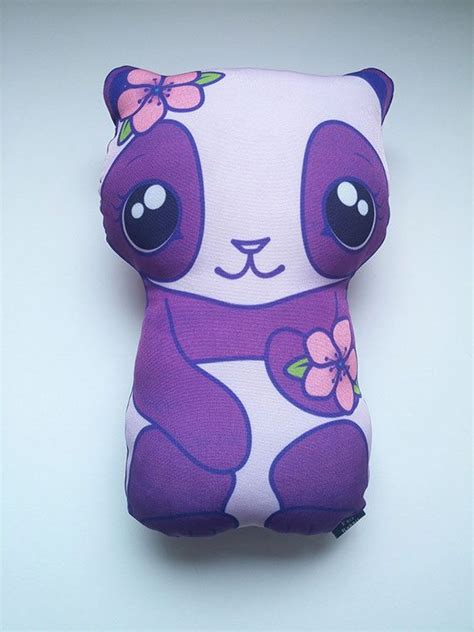 Kawaii Purple Panda Stuffed Animal Plushy with Bamboo Flowers by FairRabbit on Etsy. Makes a ...