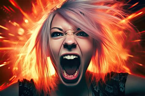 Premium AI Image | a woman screaming with her mouth open