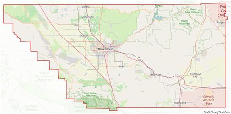 Map of Kern County, California - Thong Thai Real