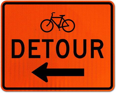 Bike Detour Sign (Left Arrow) - Get 10% Off Now