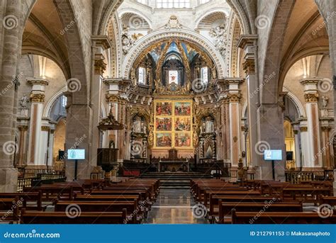 Interior View of the Cathedral in Valencia Showing the Altar and Nave Editorial Stock Photo ...