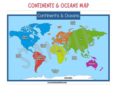 Continents Matching Activity World Map Printable Continents | Etsy