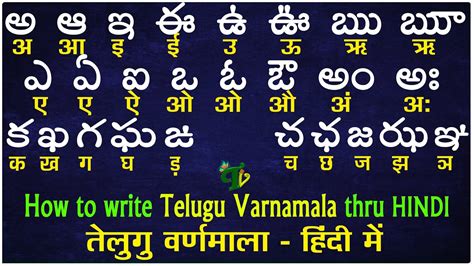 How to Write Telugu Varnamala Aa-Rra| Learn telugu thru HINDI | Telugu ...