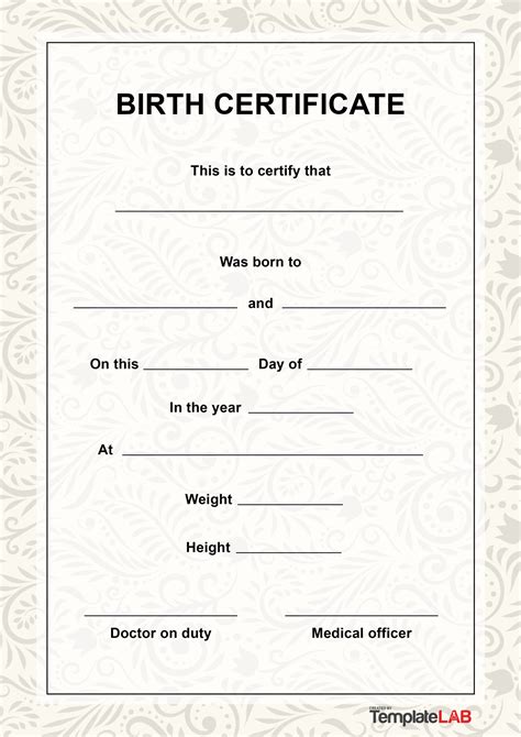 27 Birth Certificate Templates (Word, PPT & PDF) ᐅ TemplateLab