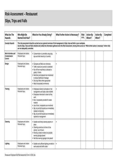 FREE 4+ Restaurant Risk Assessment Forms in PDF | MS Word