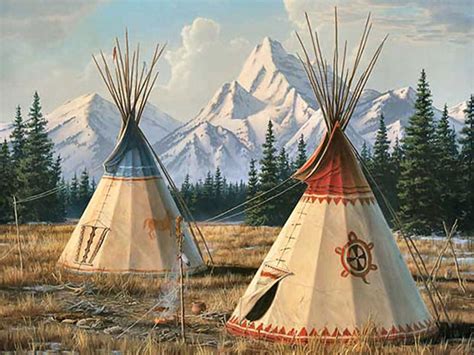 ArchitectureIMG.com - Cheyene Village Painting Mountains James Hautman Snow Native A… | Native ...