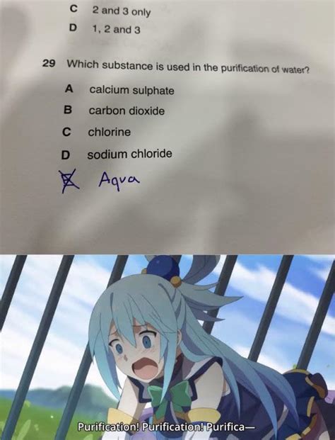 [Konosuba S1] I guess she is useful in my exams | r/Animemes | Aqua's Purification | Know Your Meme