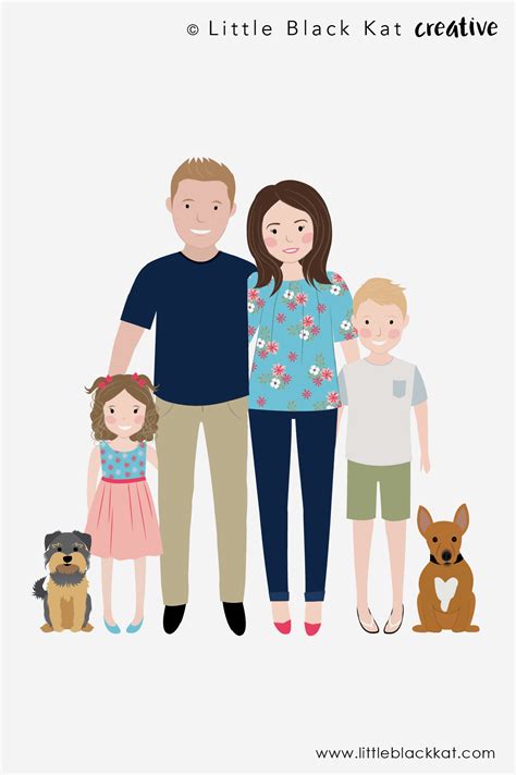 Family Portrait Illustration Custom Family Portrait Cartoon - Etsy Australia | Family drawing ...