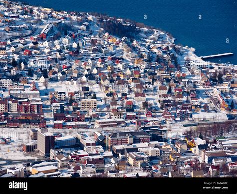 Aerial view on Narvik / Norway at the Ofotfjord Stock Photo, Royalty ...