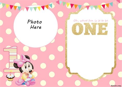 FREE Printable Minnie Mouse 1st Invitation Templates | Download Hundreds FREE PRINTABLE Birthday ...