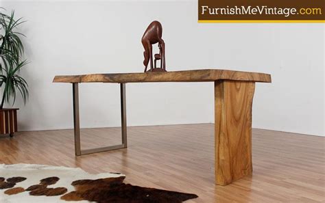 Monumental Rustic Wood Slab Dining Table