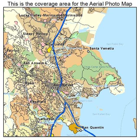 Aerial Photography Map of San Rafael, CA California