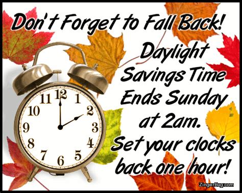 Fall Back Daylight Savings Time Clock With Moving Hands Glitter Graphic, Greeting, Comment, M ...