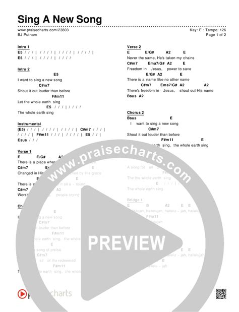 Sing A New Song Chords PDF (BJ Putnam) - PraiseCharts