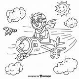 Airplane Pilot Coloring Page sketch template