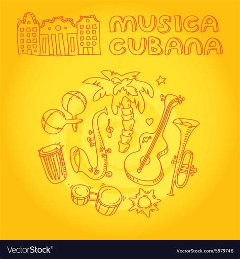 Cuban music with musical instruments Royalty Free Vector