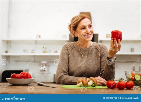 Contented Light-haired Woman with Wide Smile Lovely Looking on Pepper Stock Photo - Image of ...