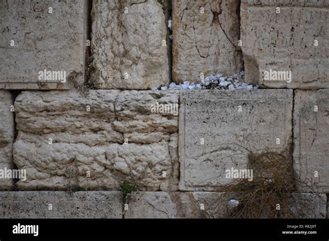 Piles of Folded Notes with Prayers in the Western Wall, Jerusalem Stock ...