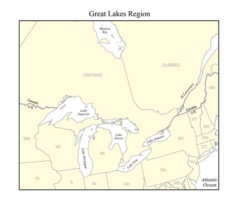 Great Lakes Map Outline | Great Lakes Region | Great lakes map, Great ...