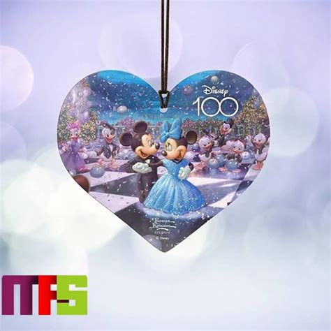 Disney 100 Mickey Minnie At Prom Christmas Tree Decorations 2023 Heart Shape Xmas Ornament - Masteez