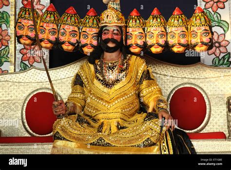 Artist performing role of demon king ravan in ramleela on dussera ...