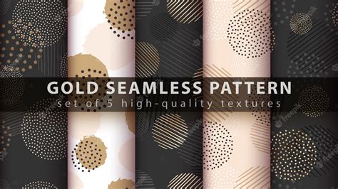 Premium Vector | Gold, glitter, set seamless pattern