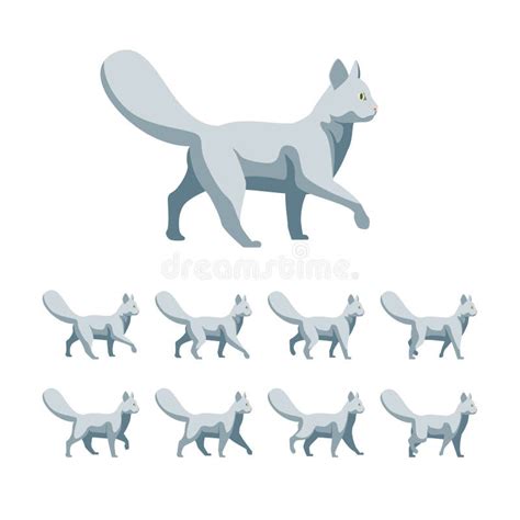 Cartoon Color Characters Animal Animation Sequence Cat Set. Vector ...